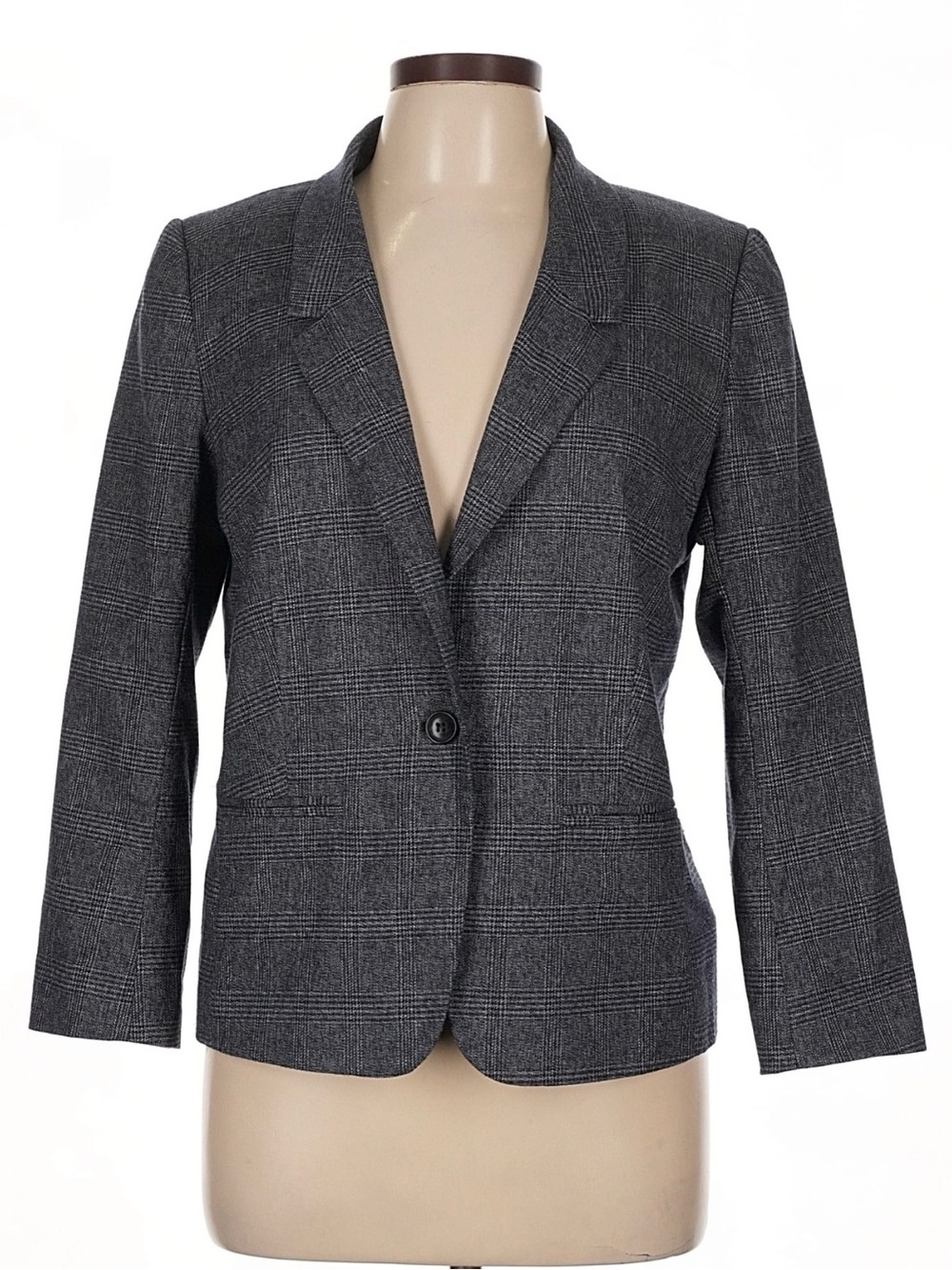 Kenzie Navy and White Plaid Blazer